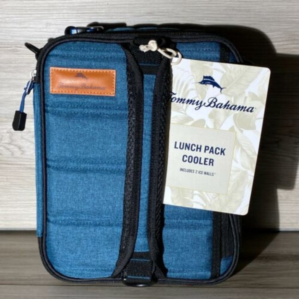 🆕 Tommy Bahama Lunch Pack Cooler Bag 2 Ice Walls Blue Black